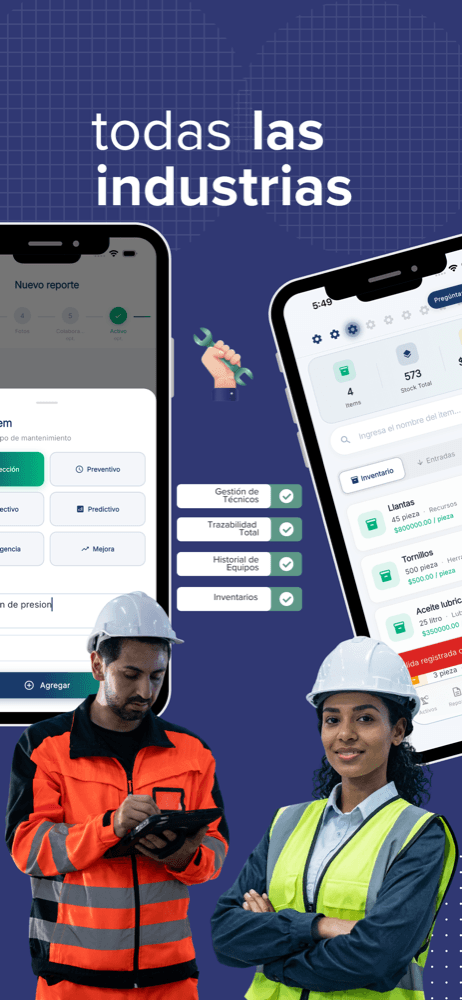 Inventario con stock, costos y movimientos registrados desde el terreno